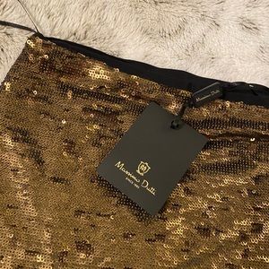 Massimo Dutti European Blk & Gold sequin Skirt lg